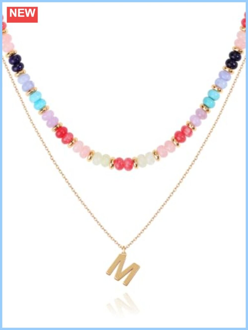 Layered Initial Necklace Set 14K Gold Plated